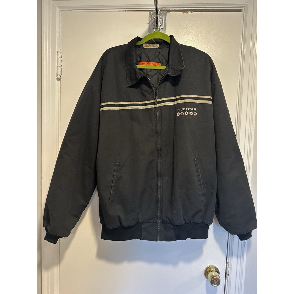Red Cap Vintage 90s Chrysler Mechanics Bomber Jacket Sz:XXL Black Canvas